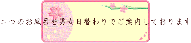 二つのお風呂を男女日替わりでご案内しております
